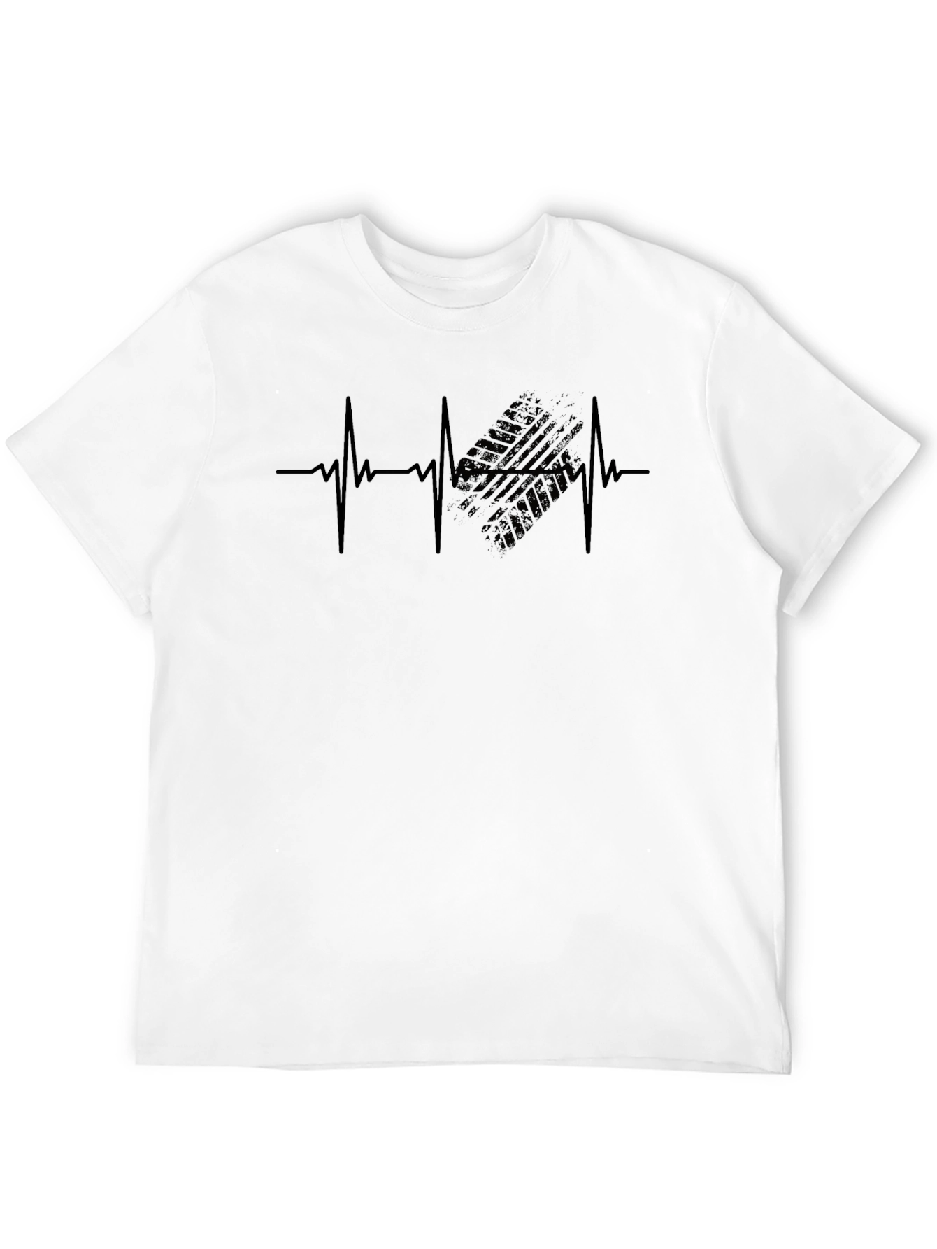 Heartbeat Tire Track T-Shirt - Mens Black Graphic Tee