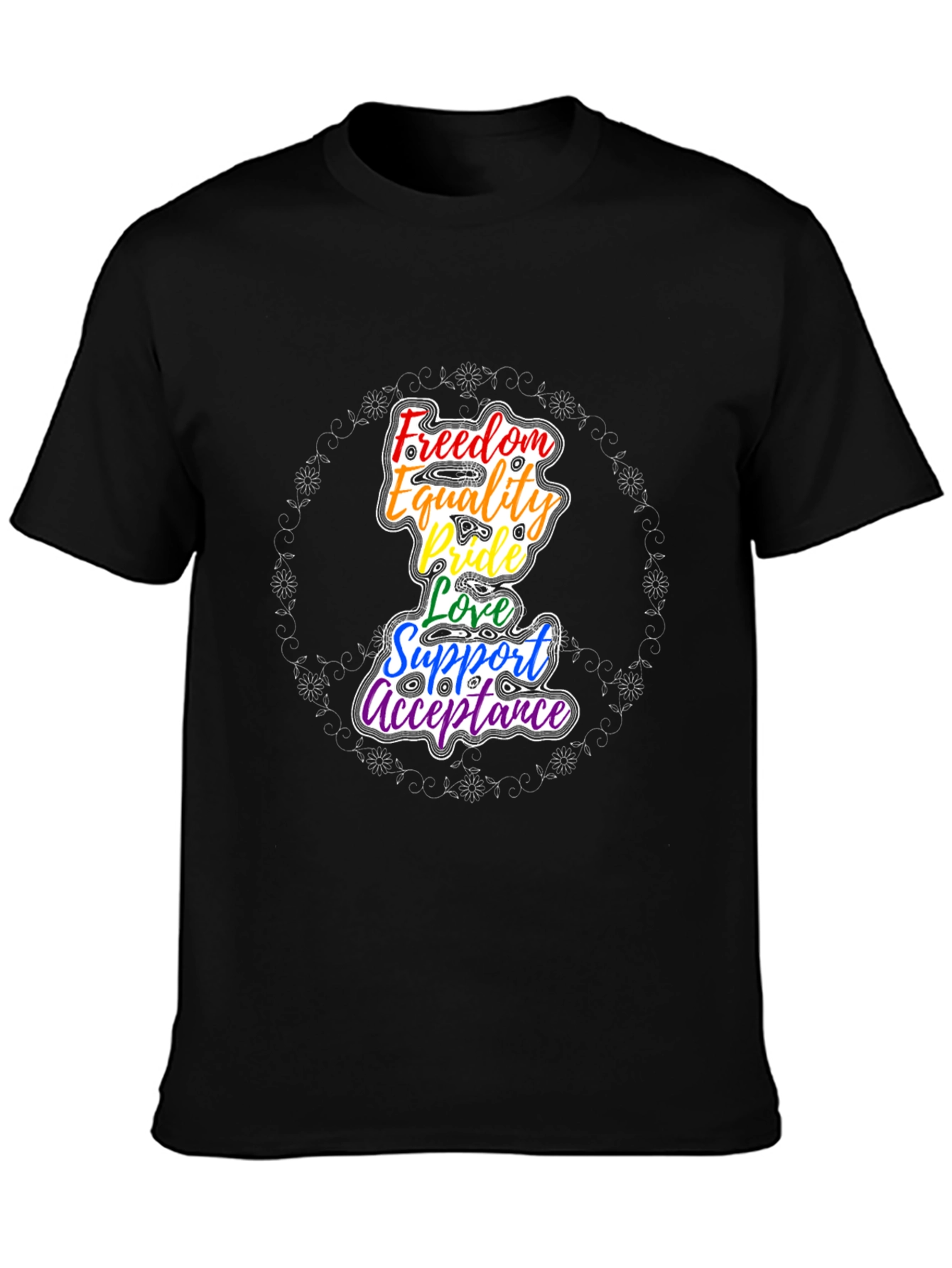 Pride Rainbow Graphic T-Shirt - Freedom Equality Love