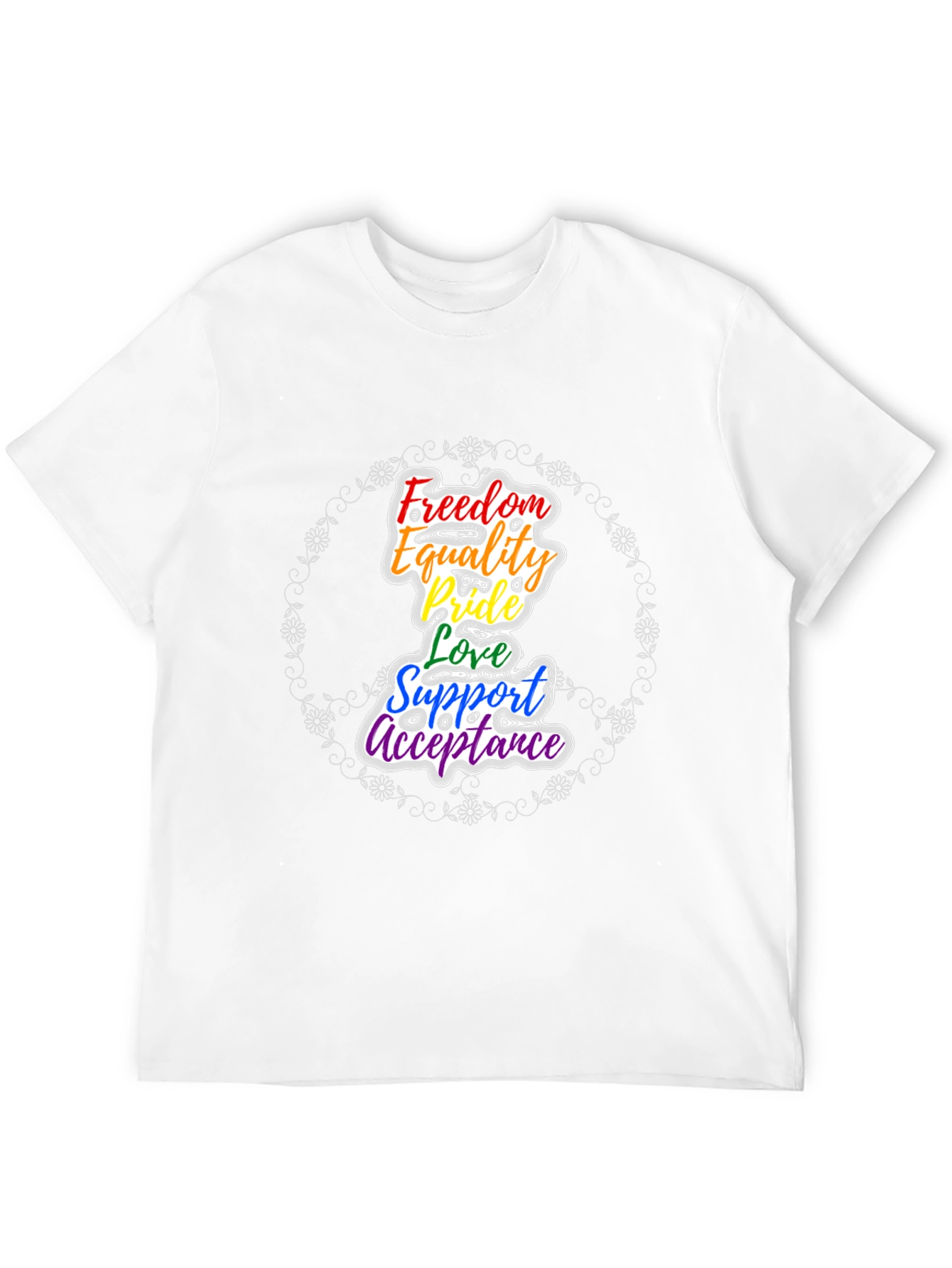 Pride Rainbow Graphic T-Shirt - Freedom Equality Love