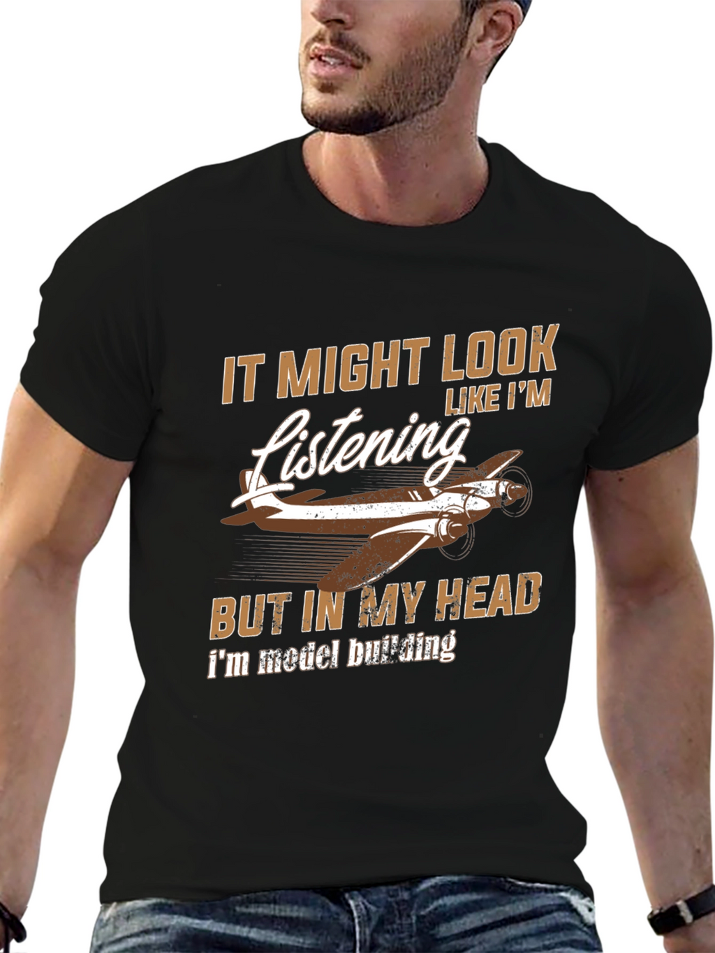 Model Building Humor T-Shirt - Black
