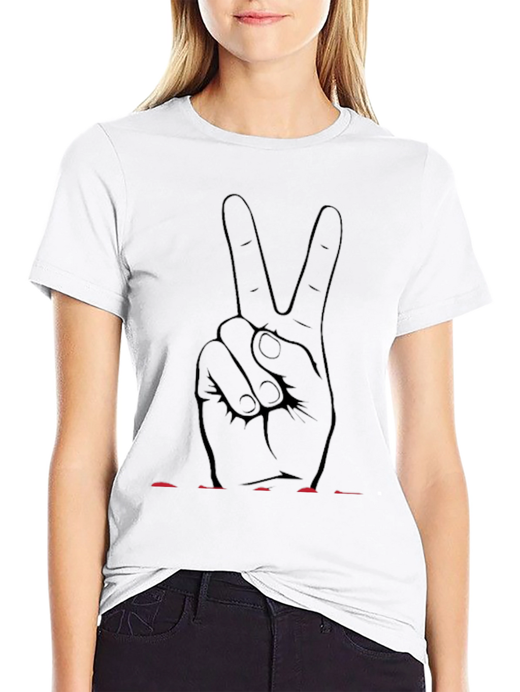 Peace Sign Graphic T-Shirt - Black