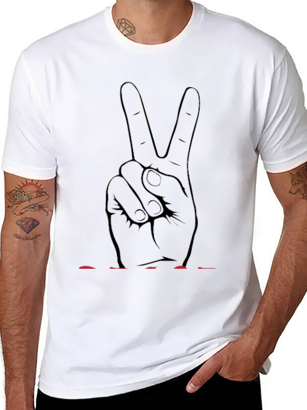 Peace Sign Graphic T-Shirt - Black
