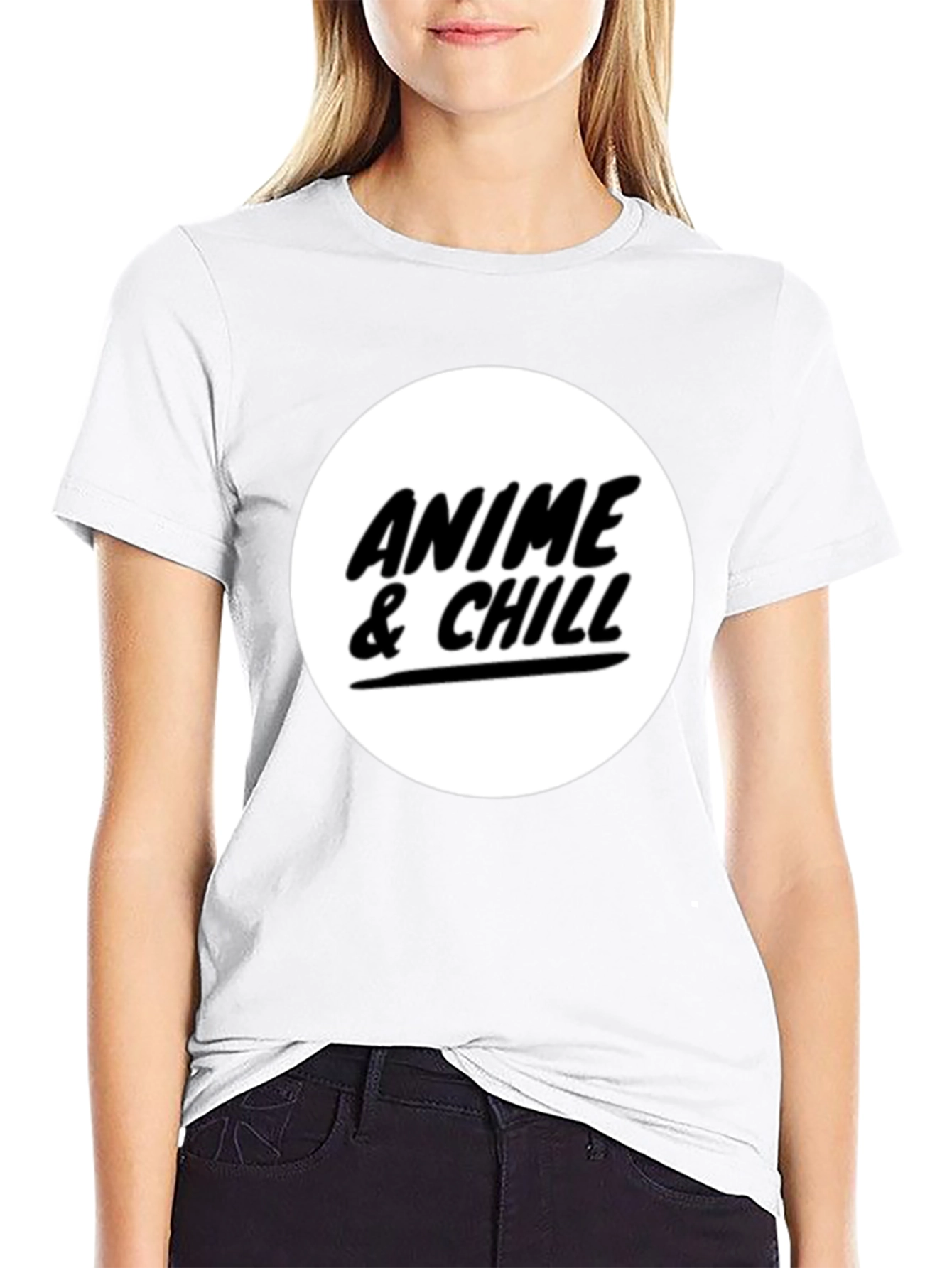 Anime & Chill Black Graphic T-Shirt