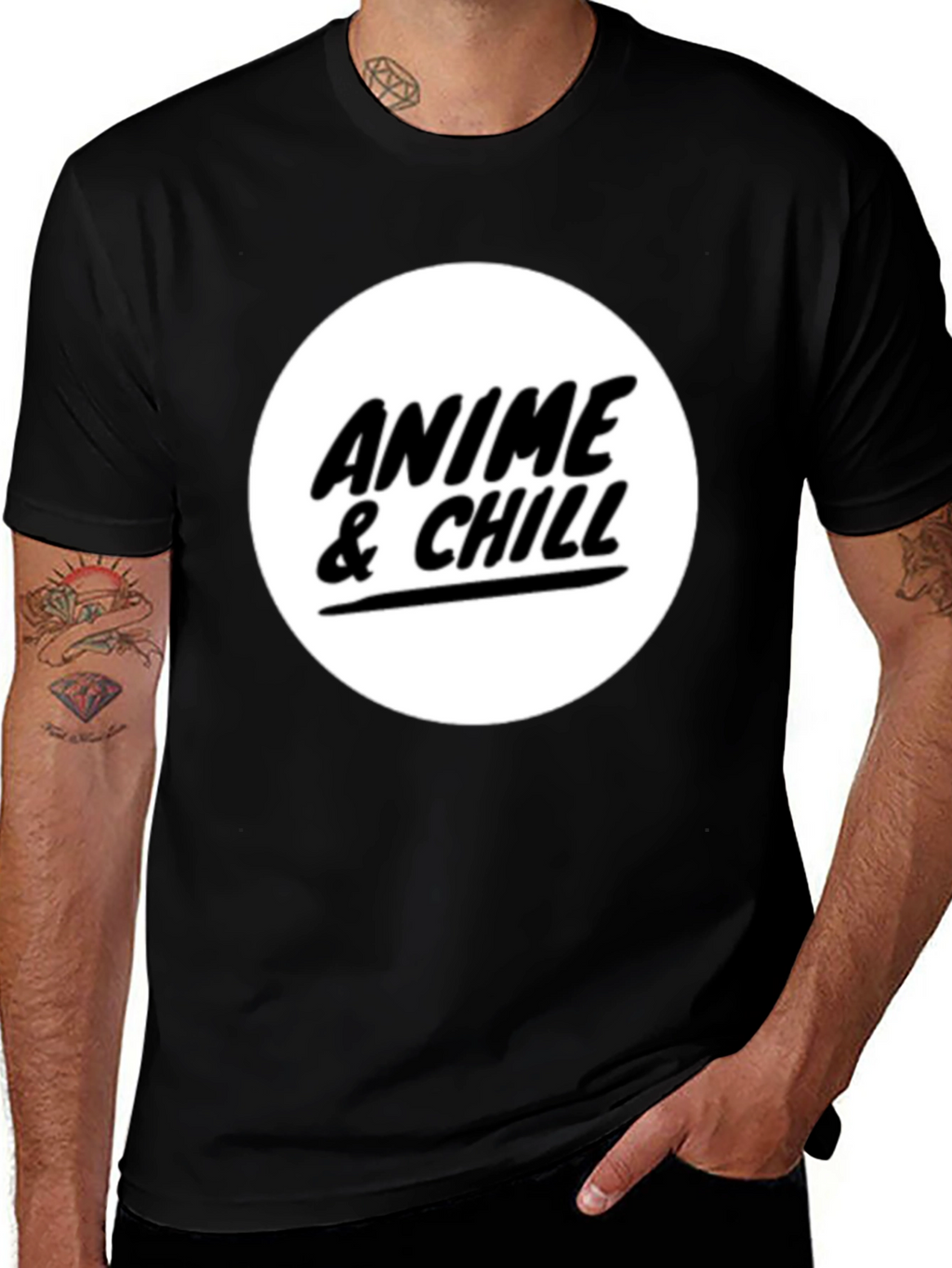 Anime & Chill Black Graphic T-Shirt