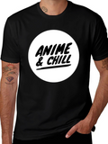 Anime & Chill Black Graphic T-Shirt