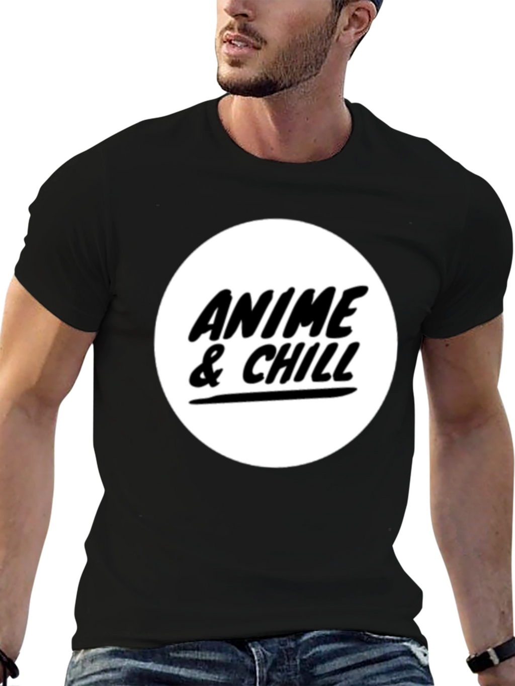 Anime & Chill Black Graphic T-Shirt