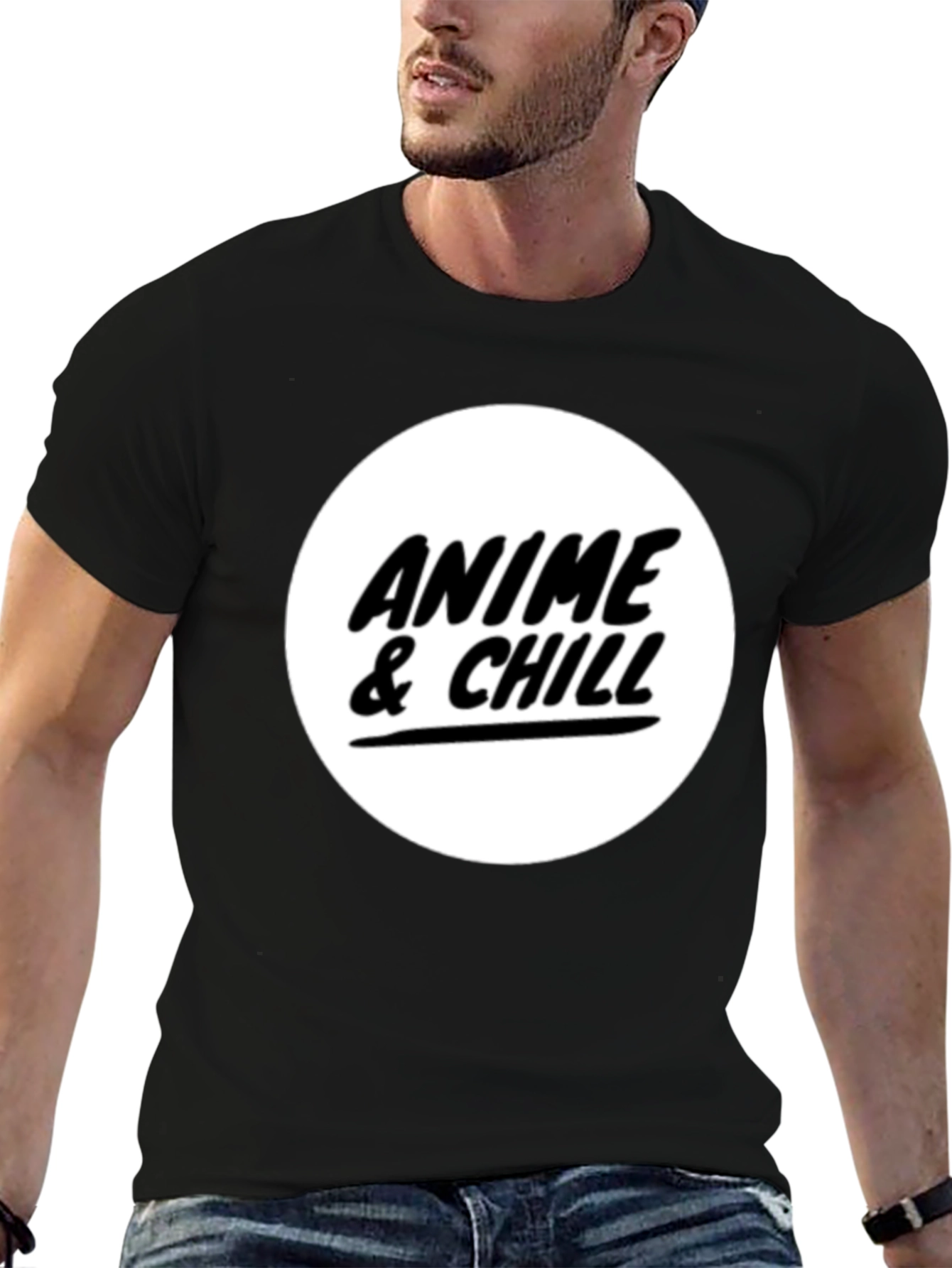 Anime & Chill Black Graphic T-Shirt