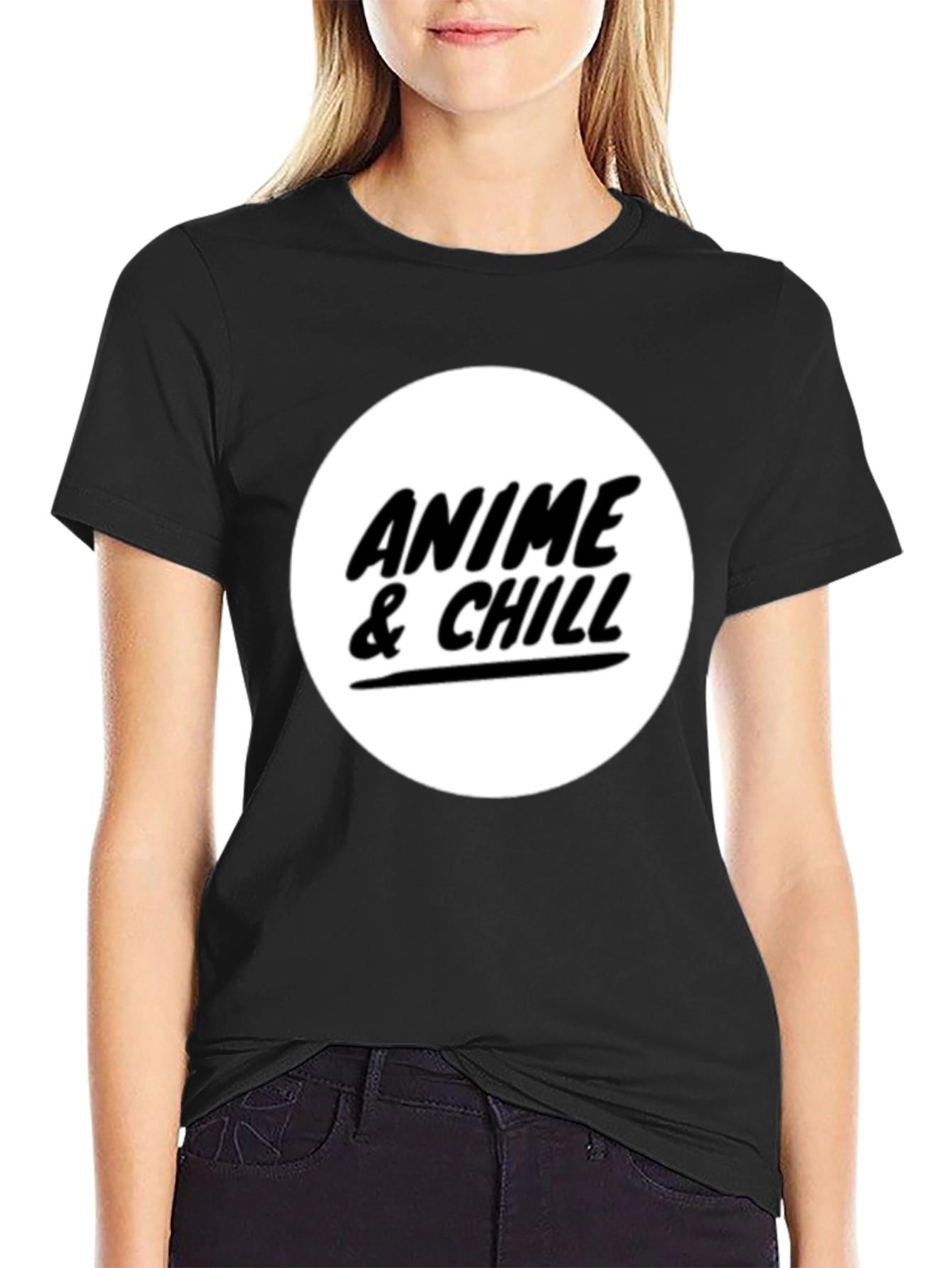 Anime & Chill Black Graphic T-Shirt
