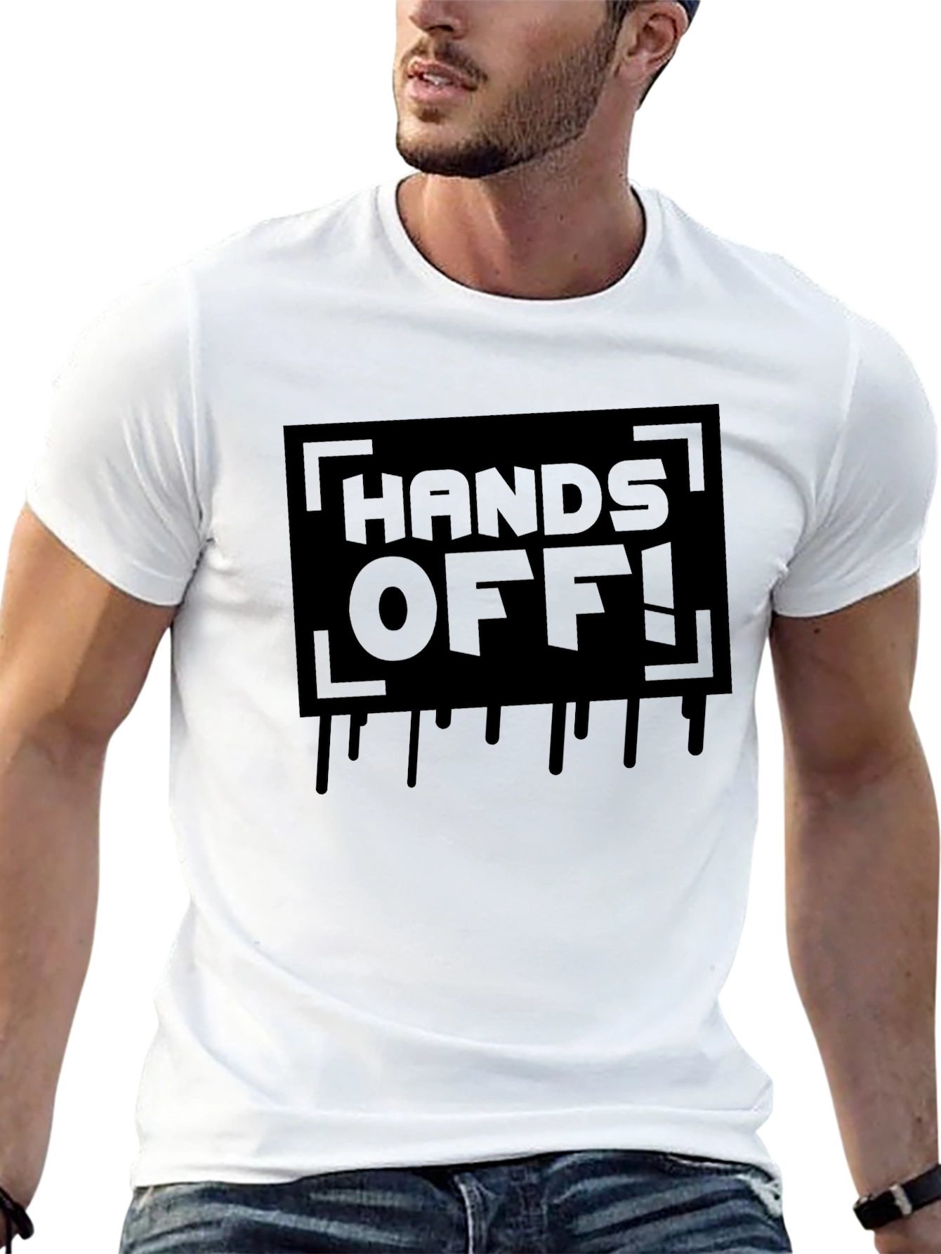 Hands Off! Graphic Print Black T-Shirt