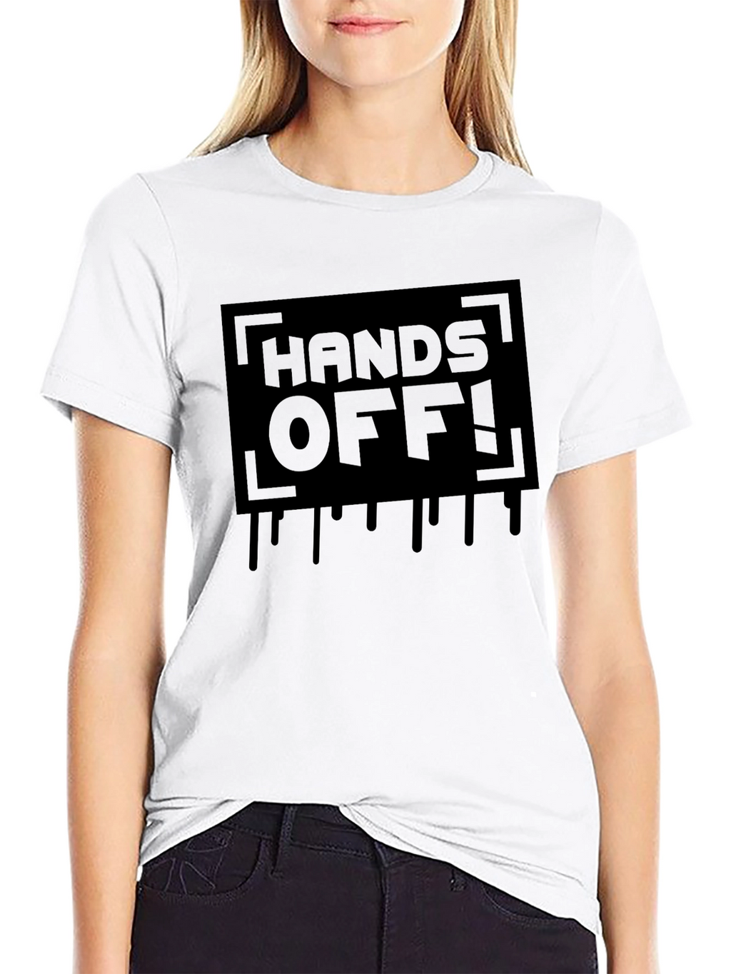 Hands Off! Graphic Print Black T-Shirt