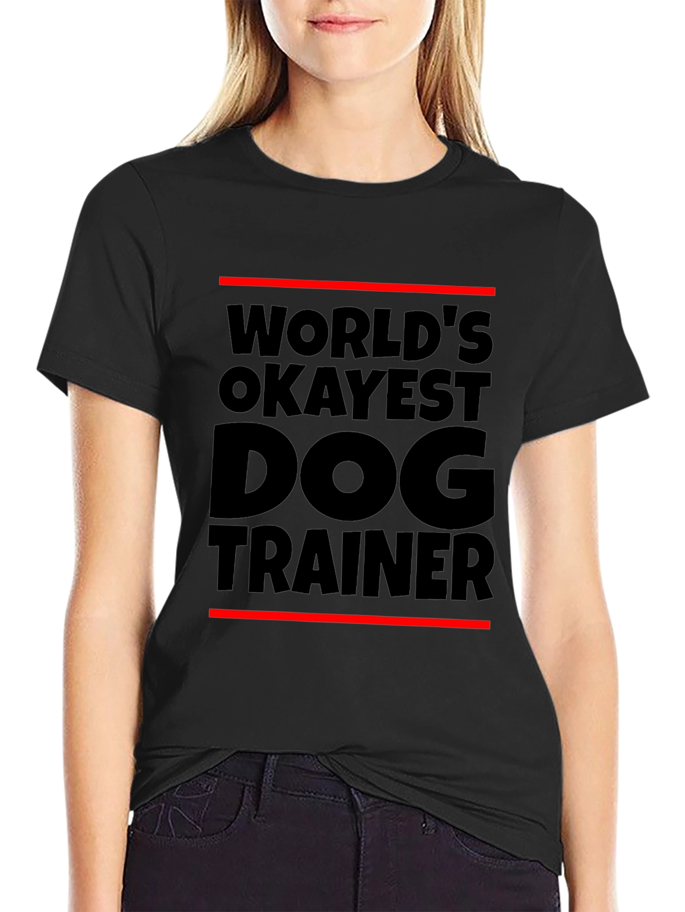 Worlds Okayest Dog Trainer Black T-Shirt