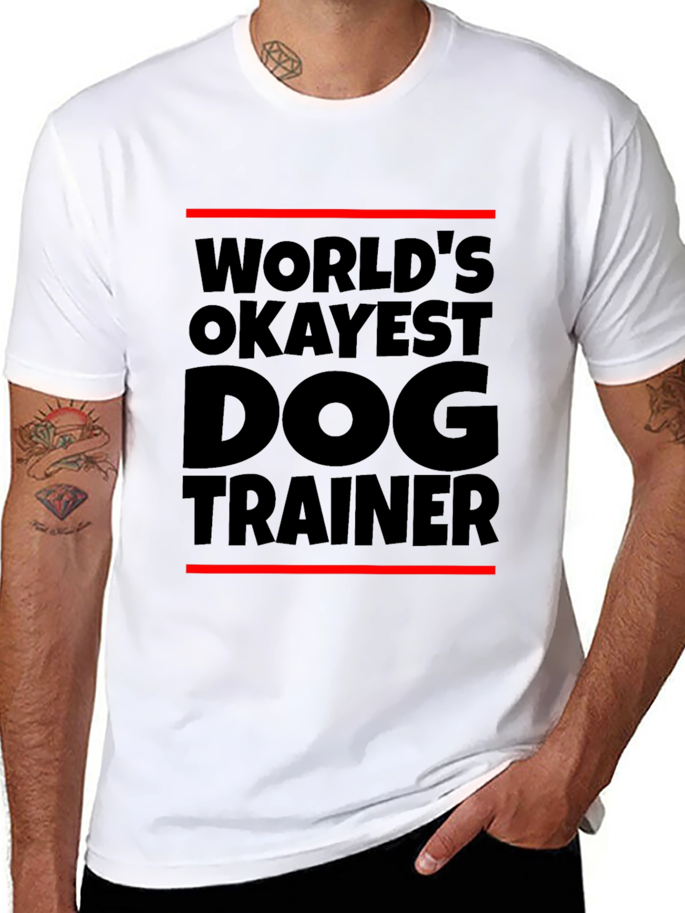 Worlds Okayest Dog Trainer Black T-Shirt