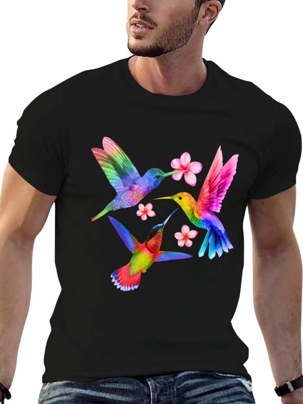 Hummingbird Floral Print T-Shirt
