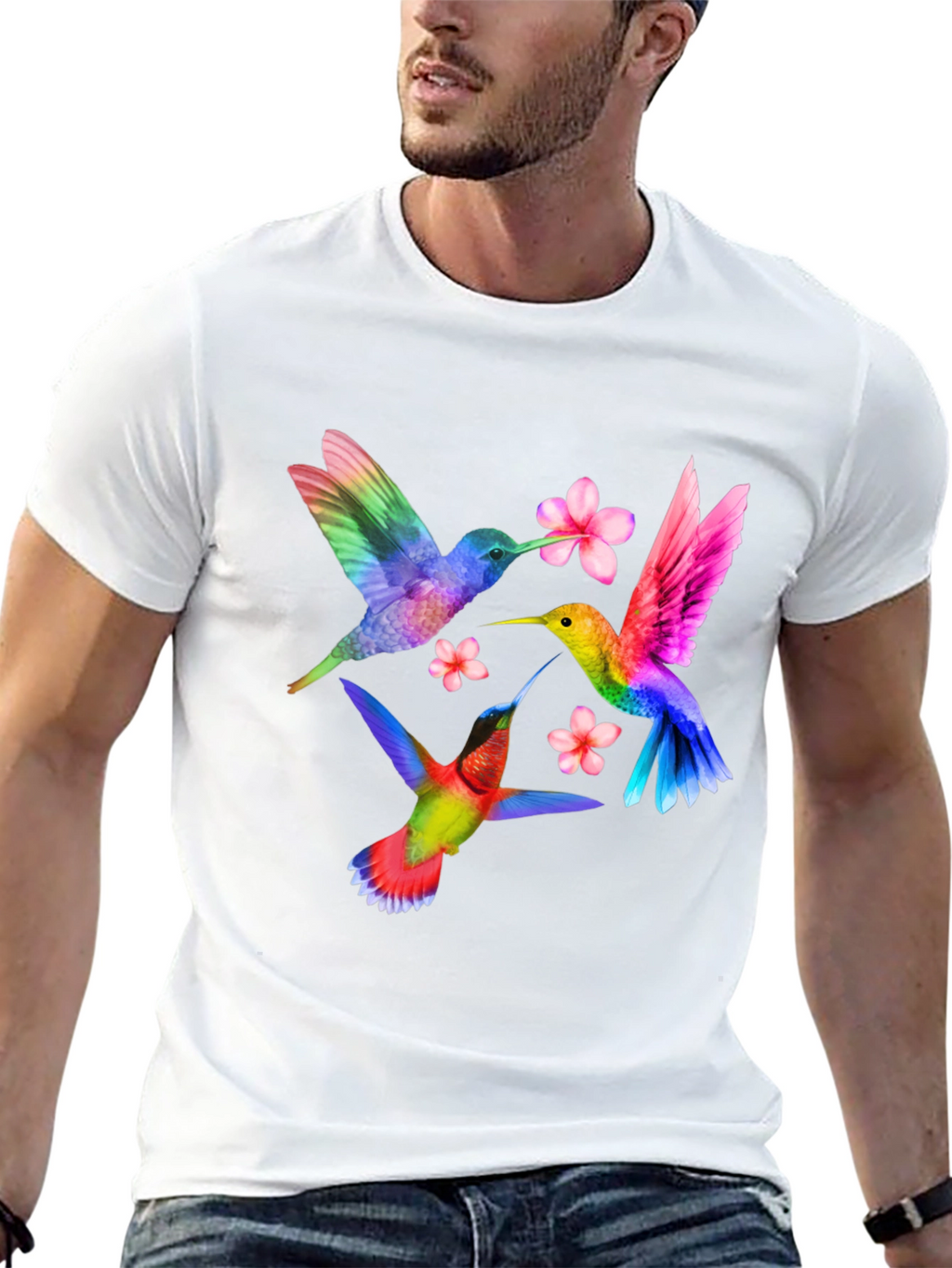 Hummingbird Floral Print T-Shirt