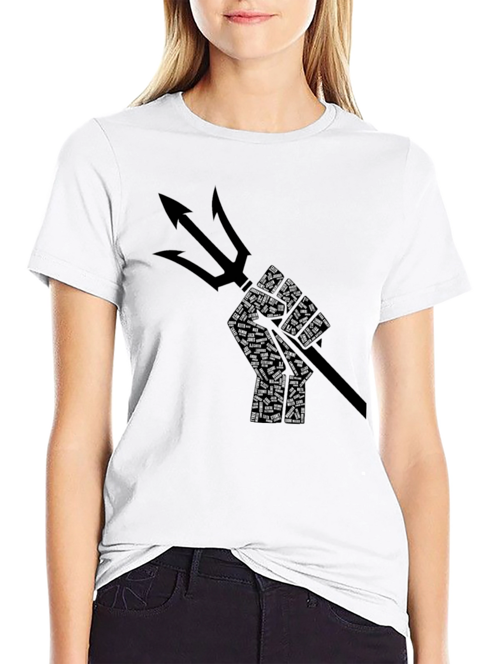 Poseidon Trident Fist Graphic Black T-Shirt