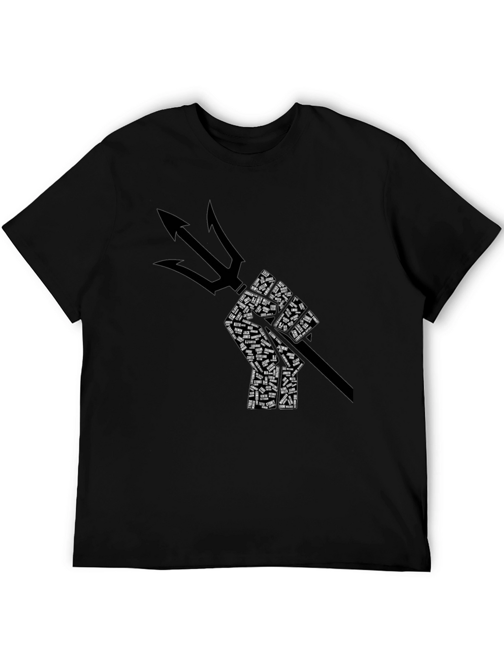 Poseidon Trident Fist Graphic Black T-Shirt