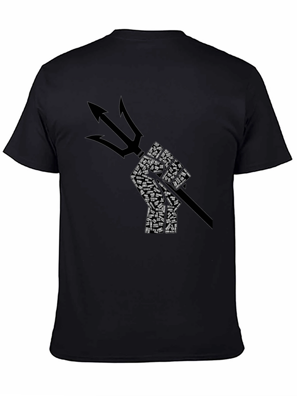 Poseidon Trident Fist Graphic Black T-Shirt