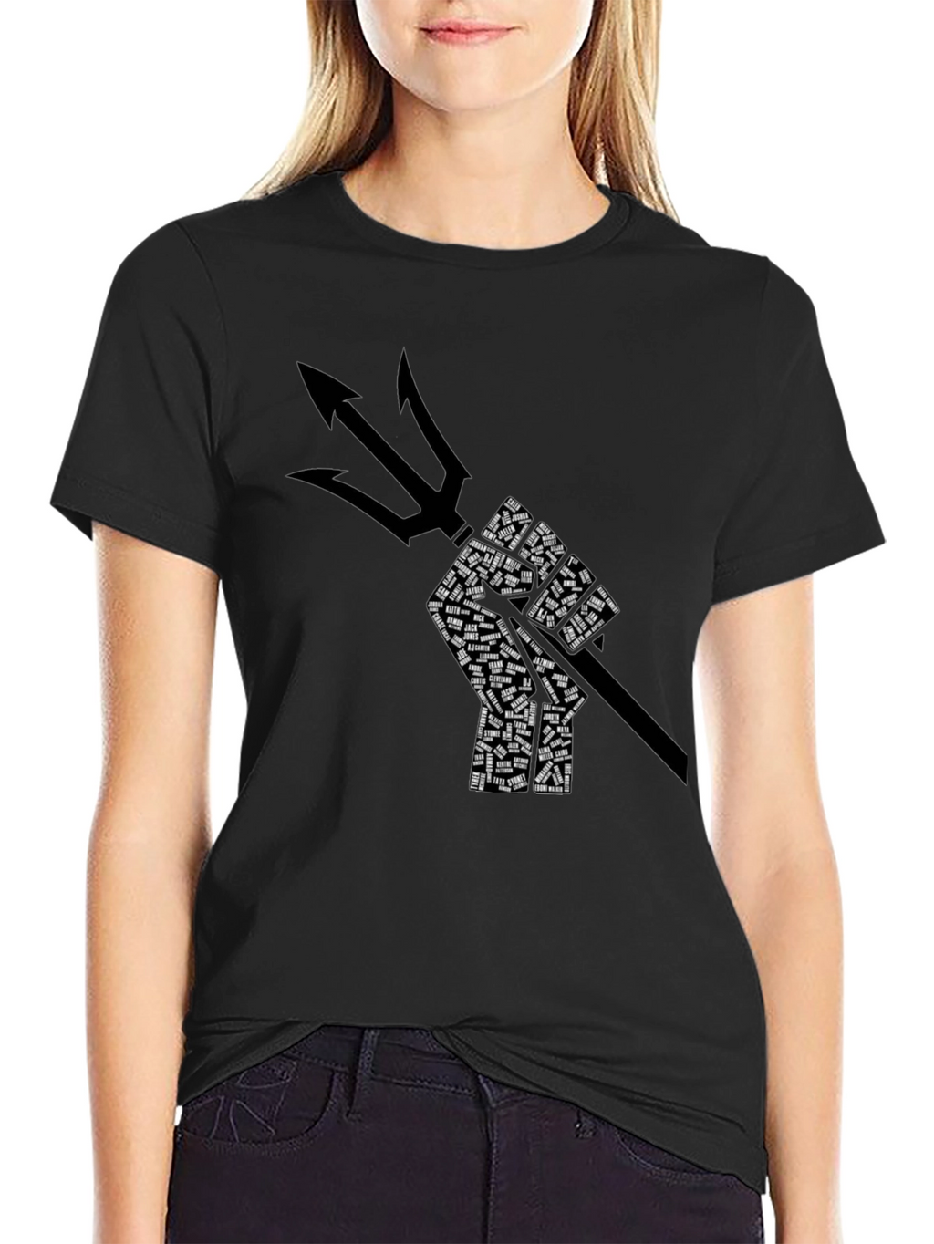Poseidon Trident Fist Graphic Black T-Shirt