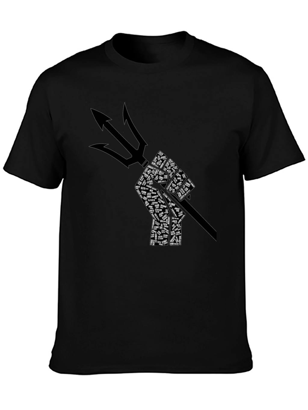 Poseidon Trident Fist Graphic Black T-Shirt