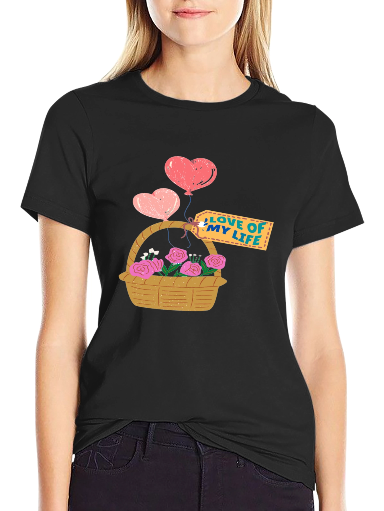 Love of My Life Heart Balloons and Roses T-Shirt