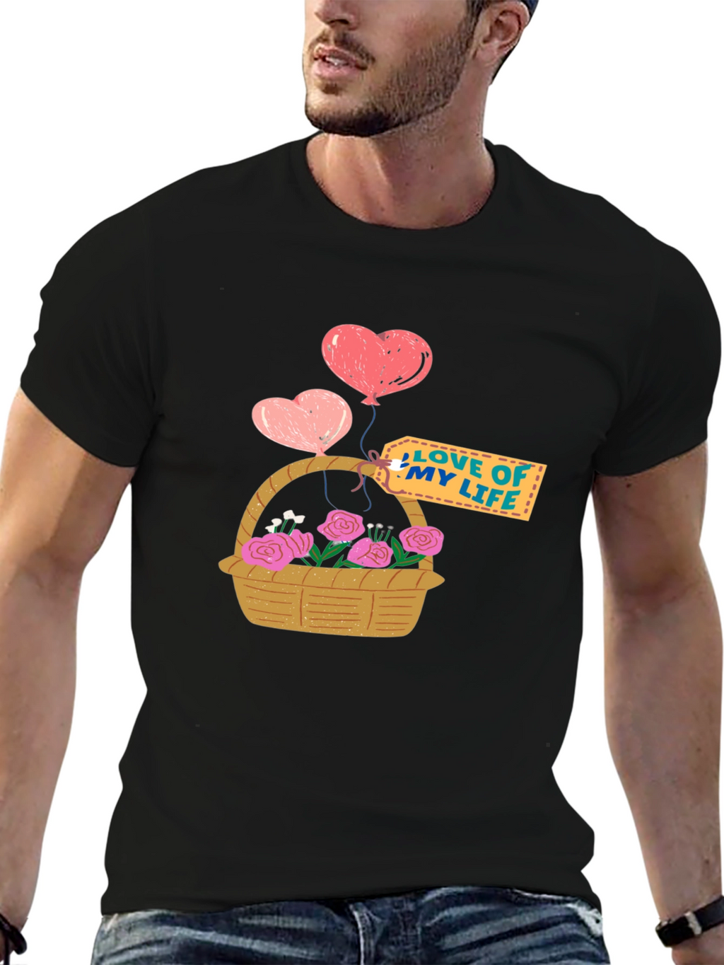 Love of My Life Heart Balloons and Roses T-Shirt
