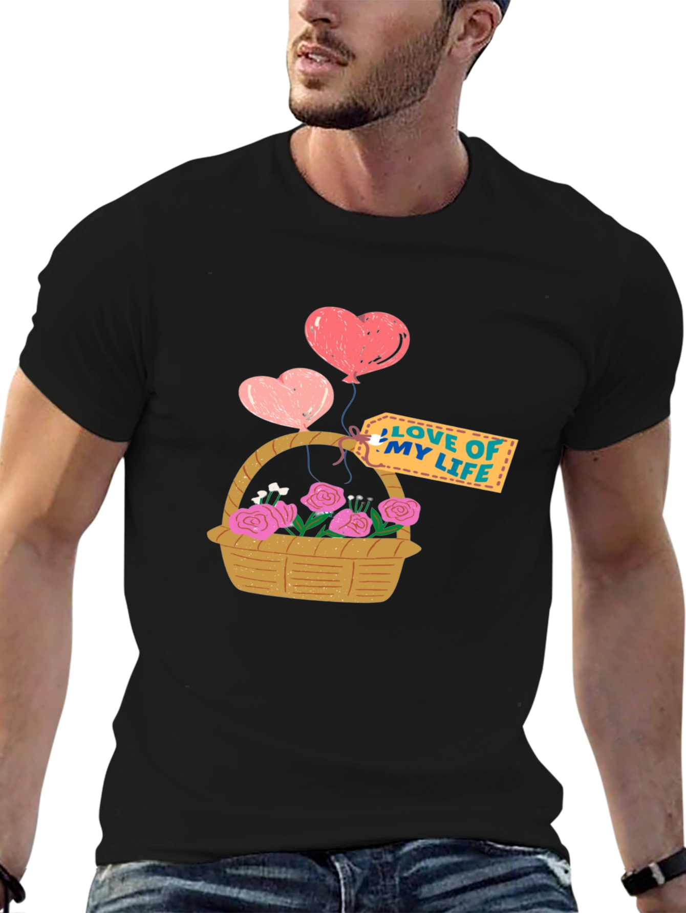 Love of My Life Heart Balloons and Roses T-Shirt