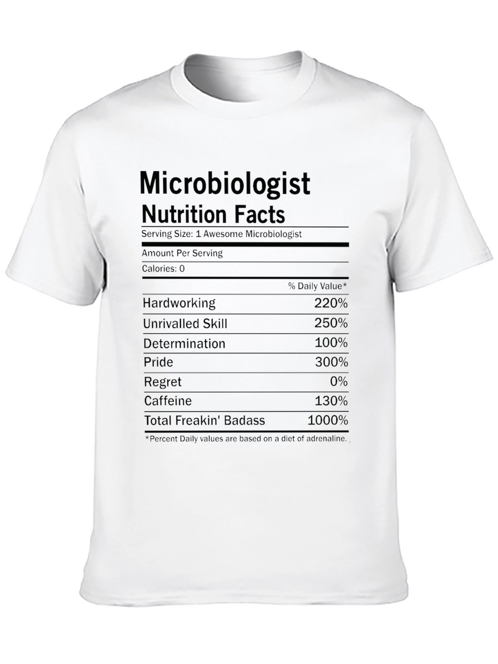 Microbiologist Nutrition Facts T-Shirt - Funny Science Tee