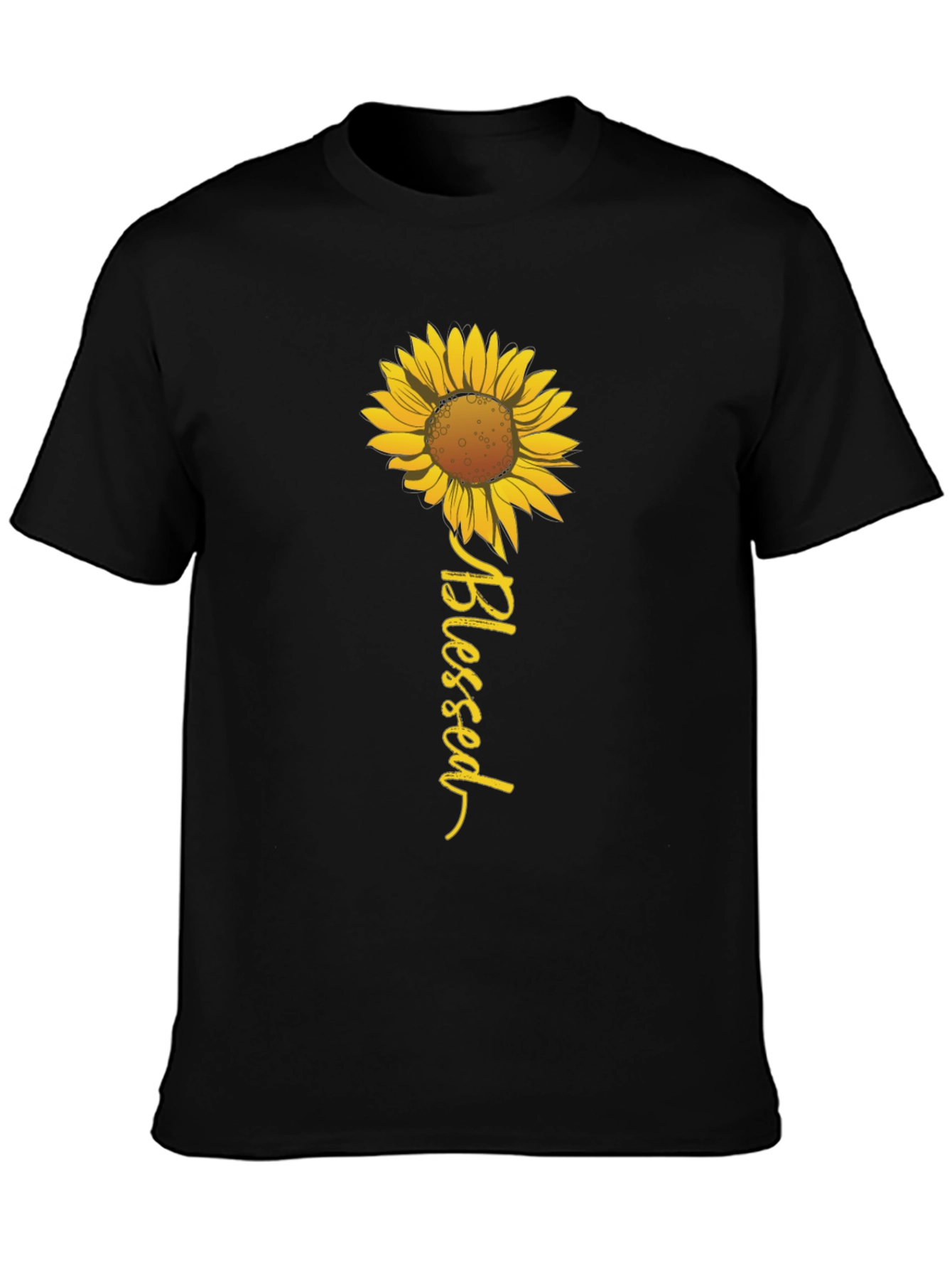 Blessed Sunflower Graphic Tee - Black