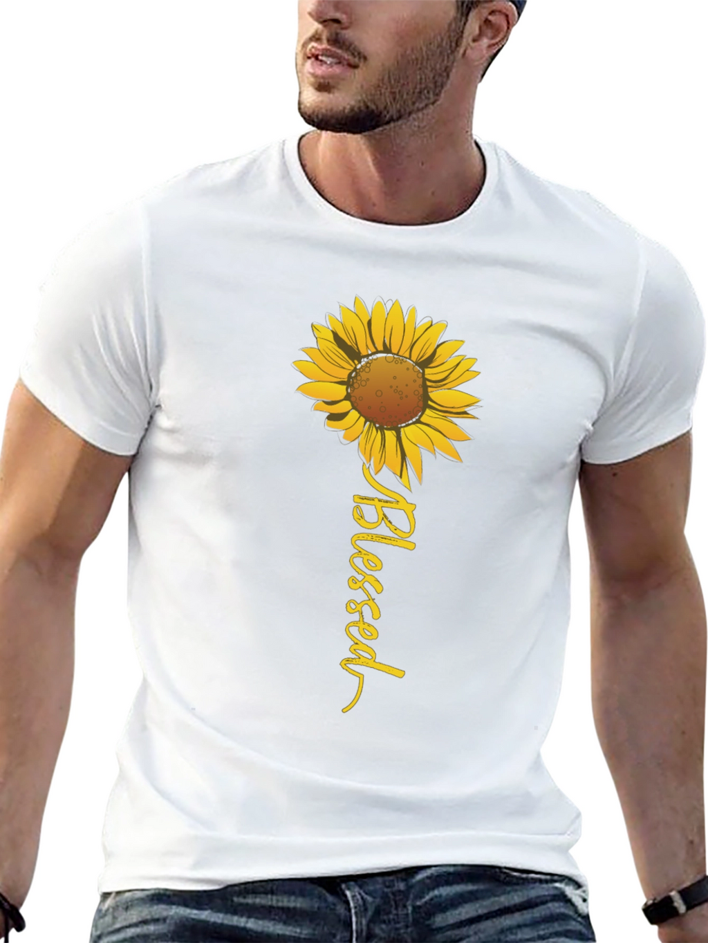Blessed Sunflower Graphic Tee - Black