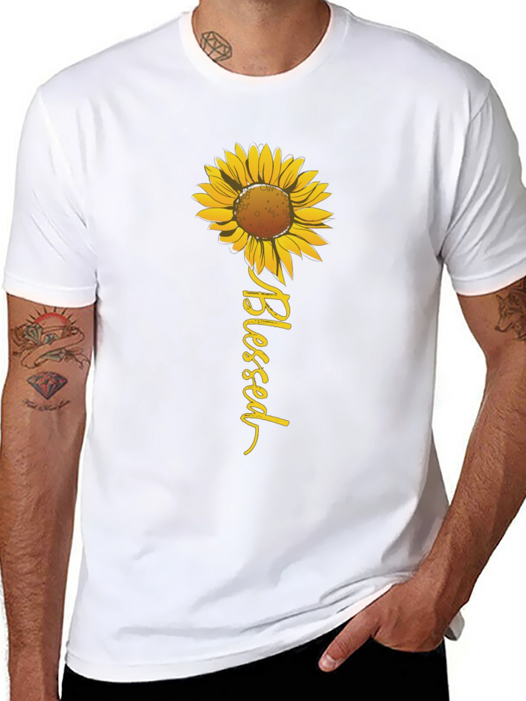 Blessed Sunflower Graphic Tee - Black