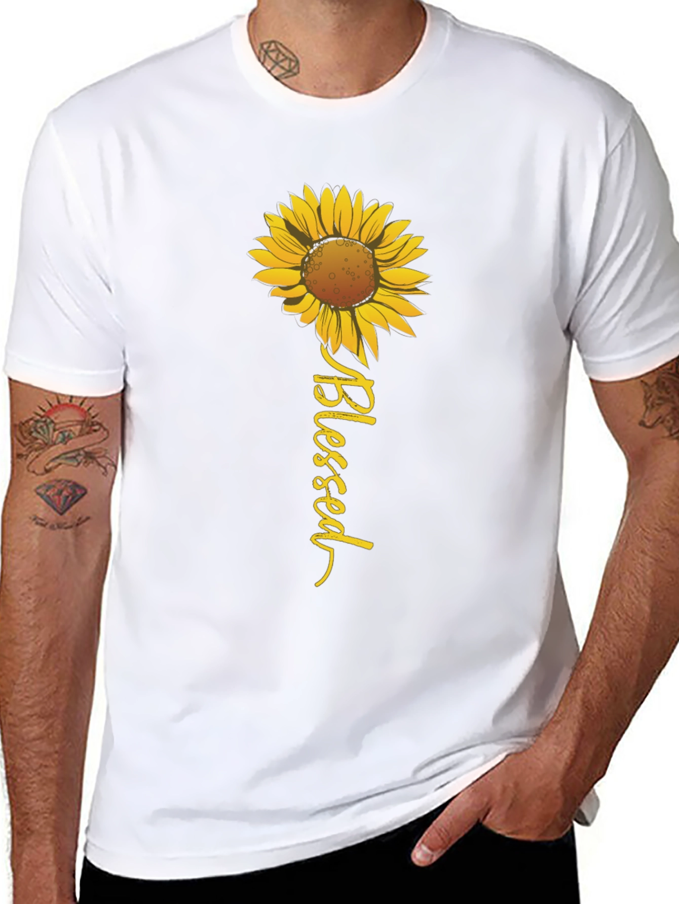 Blessed Sunflower Graphic Tee - Black