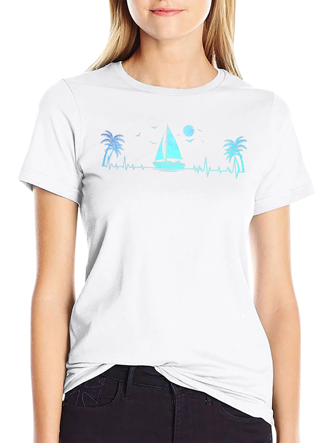 Sailboat Heartbeat Graphic T-Shirt