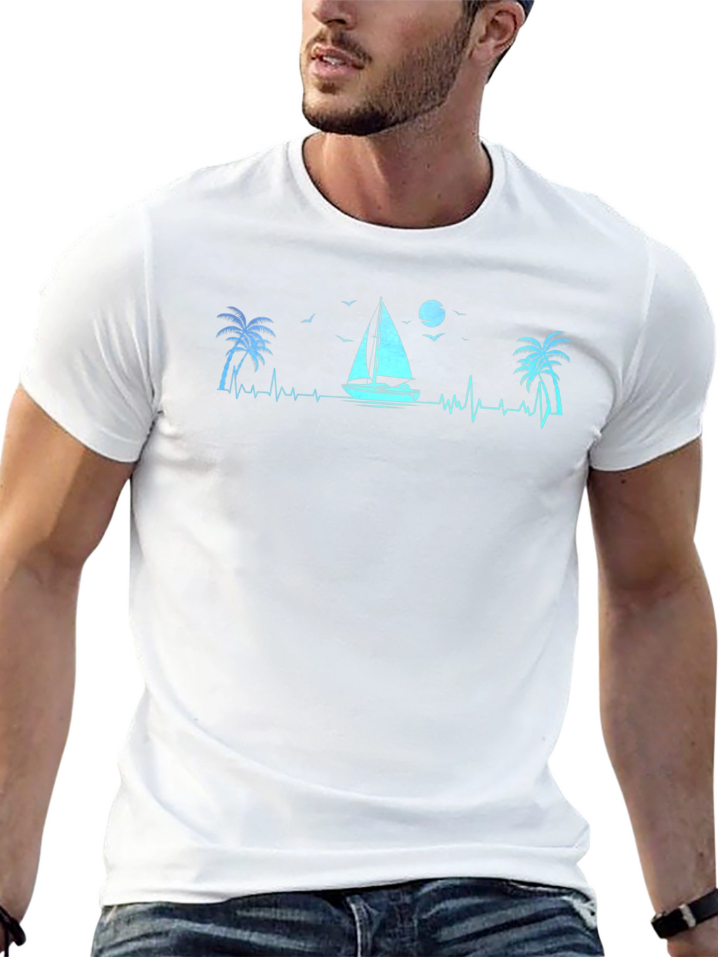 Sailboat Heartbeat Graphic T-Shirt