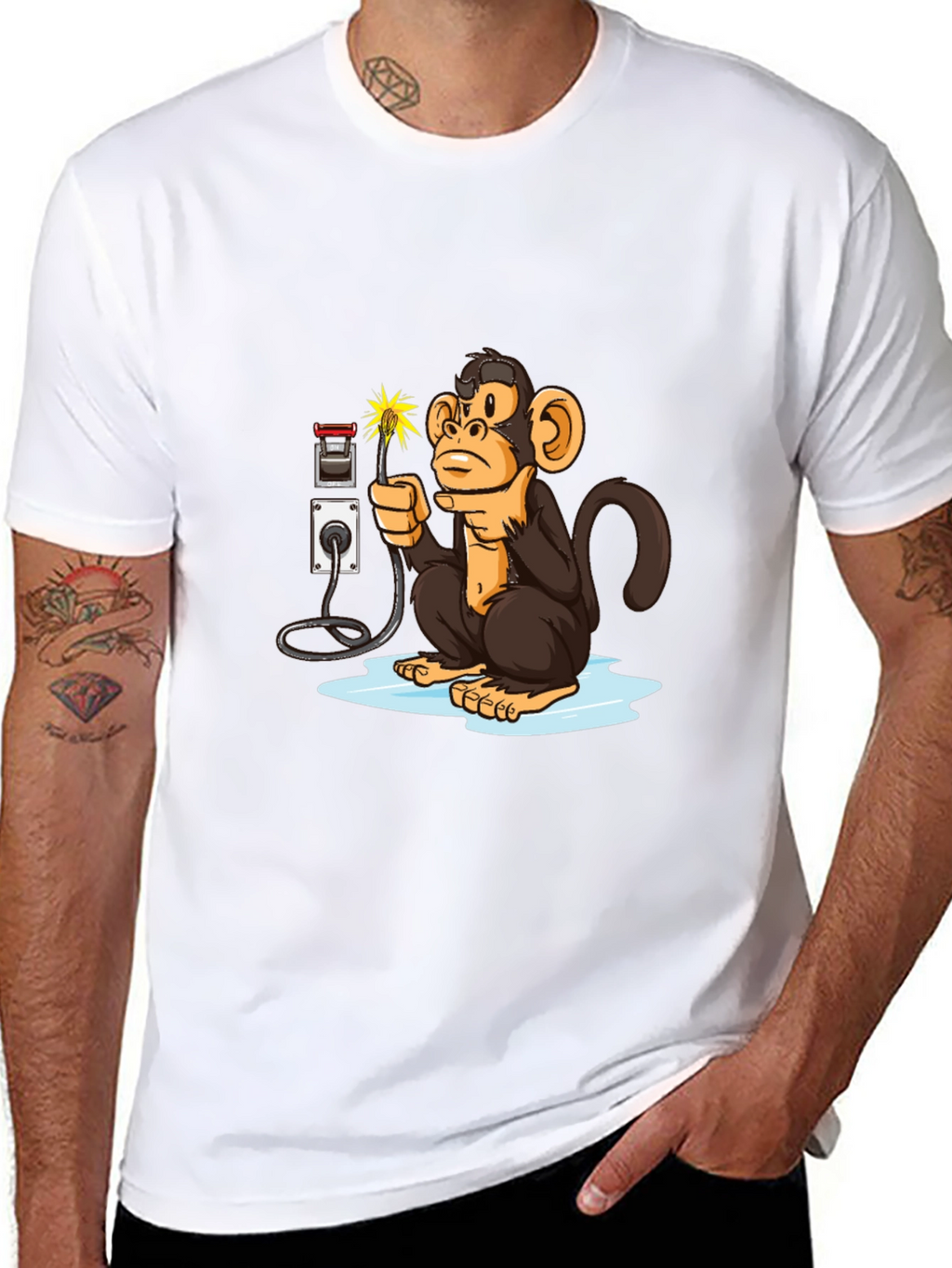 Monkey Electrician Graphic Tee