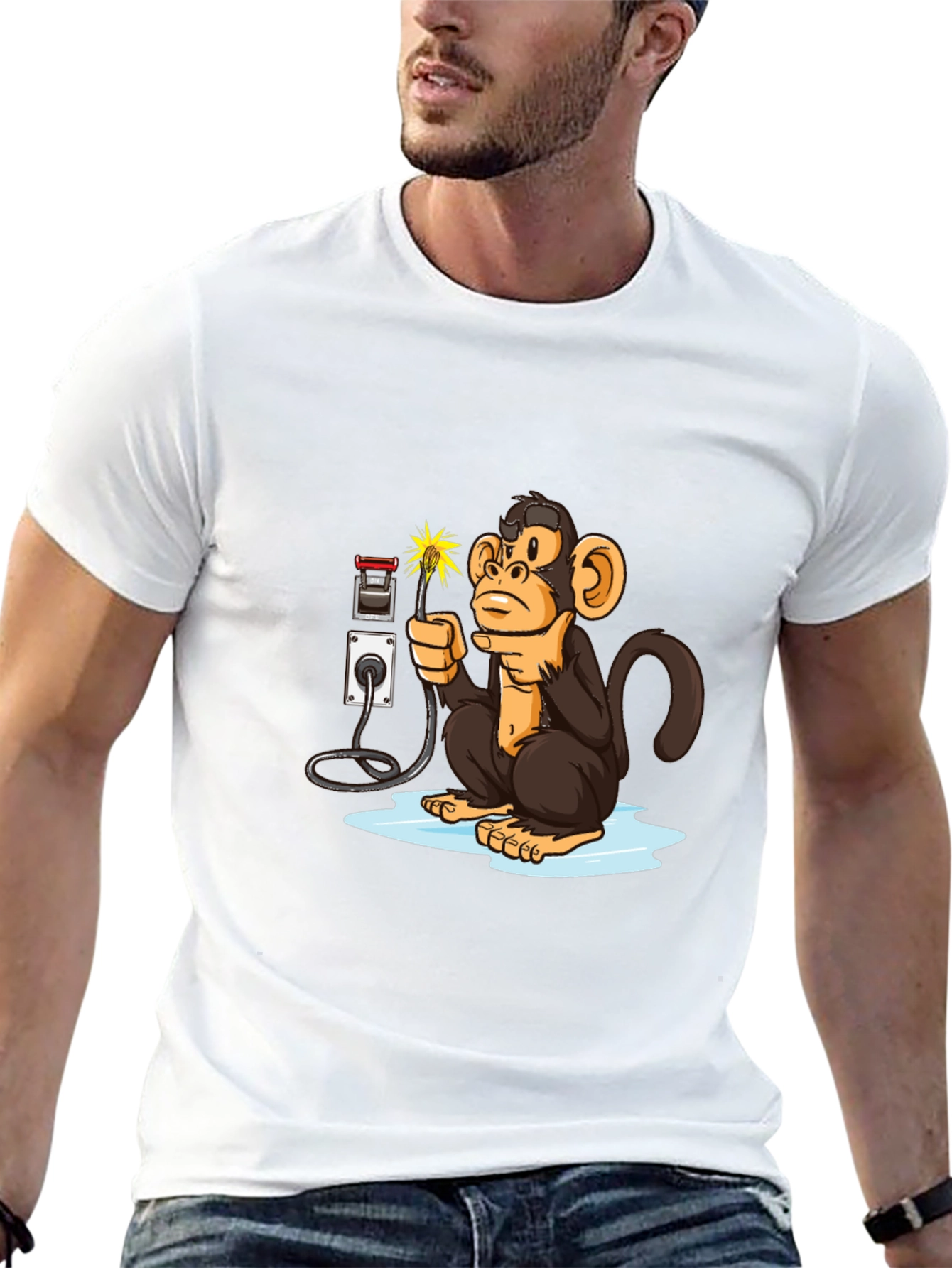 Monkey Electrician Graphic Tee