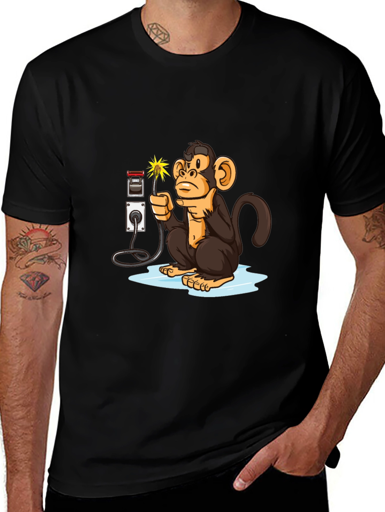 Monkey Electrician Graphic Tee
