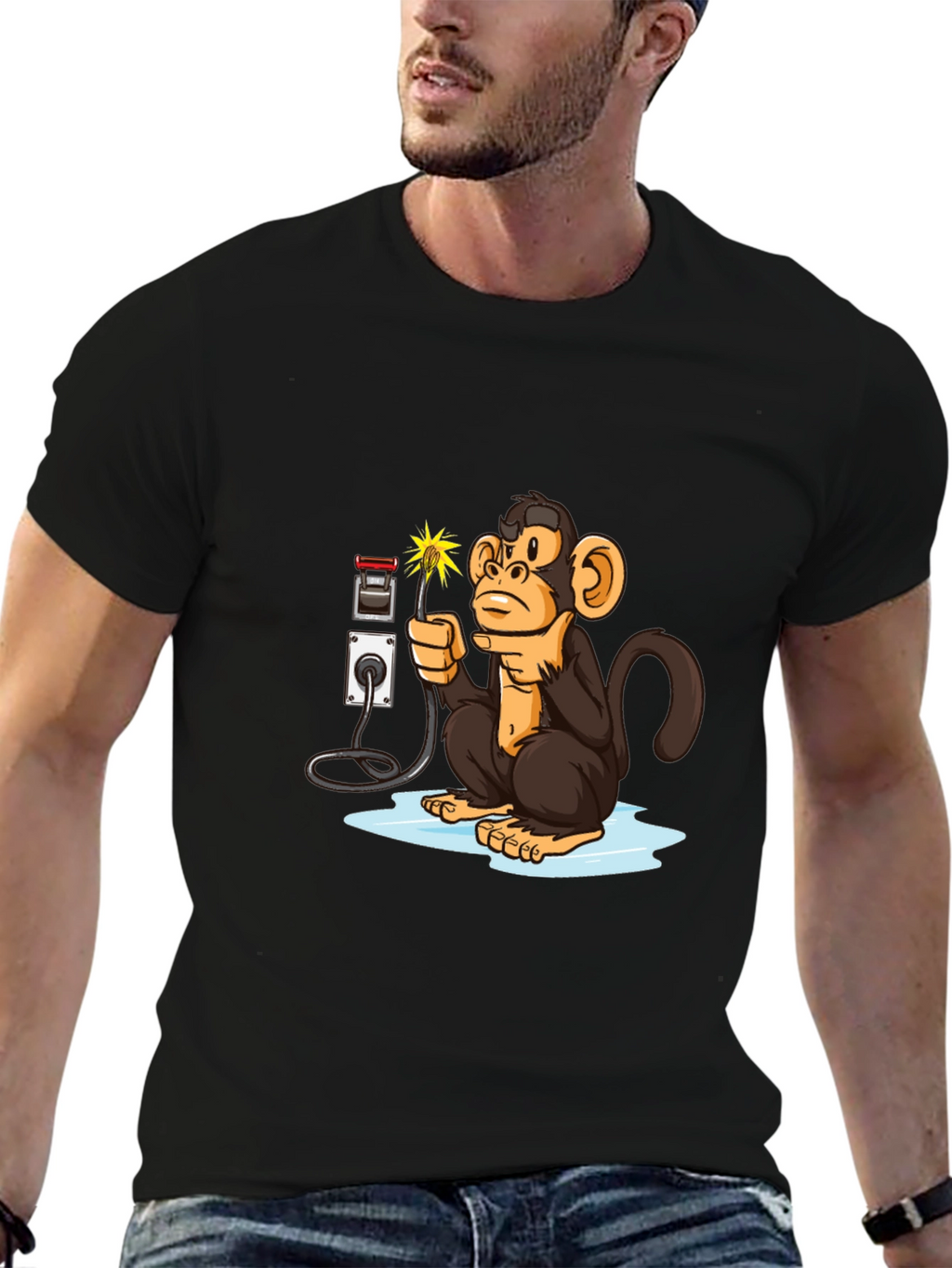 Monkey Electrician Graphic Tee