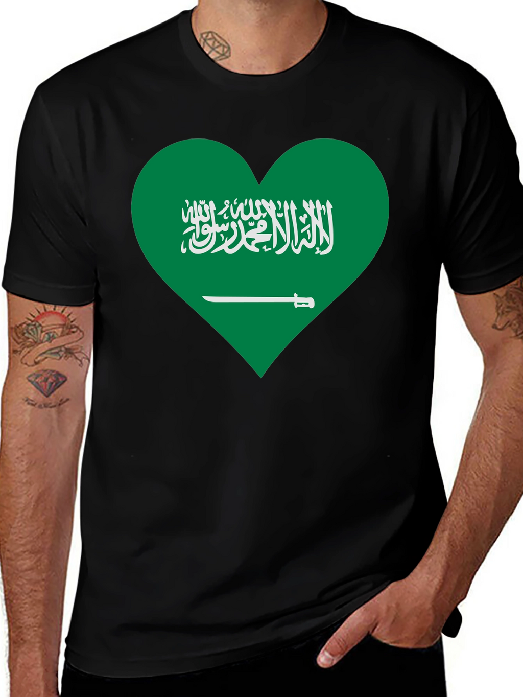 Saudi Arabia Flag Heart T-Shirt