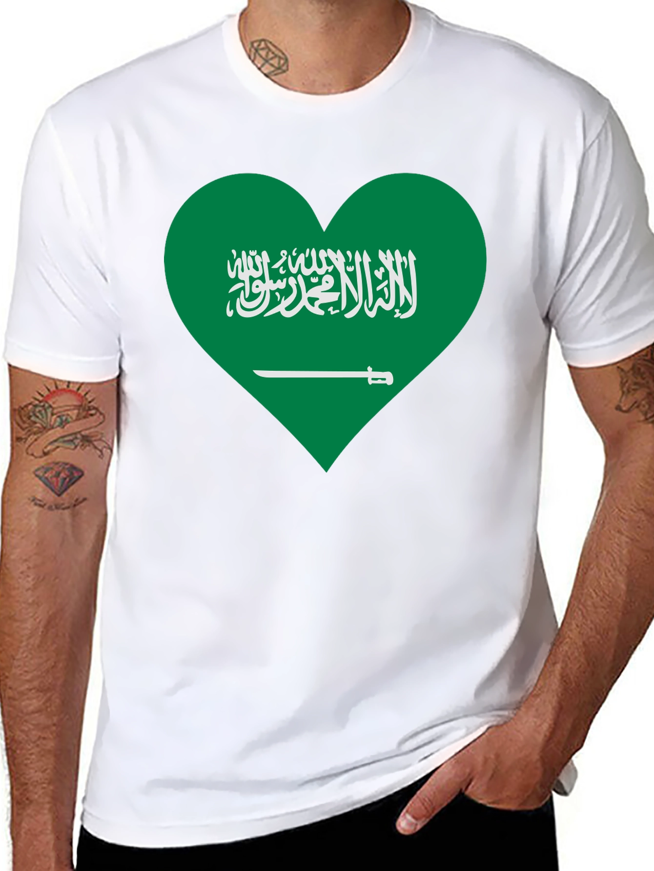 Saudi Arabia Flag Heart T-Shirt