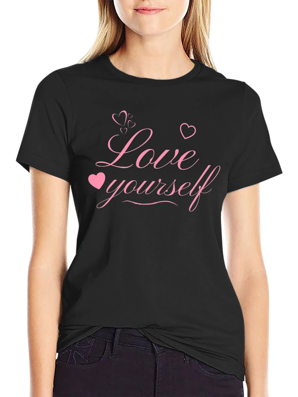 Love Yourself Graphic Tee - Black Cotton Blend