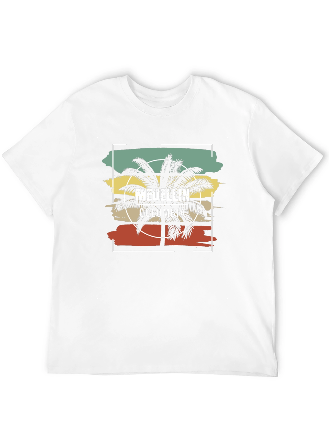 Medellin Colombia Graphic Tee - Retro Palm Tree Design