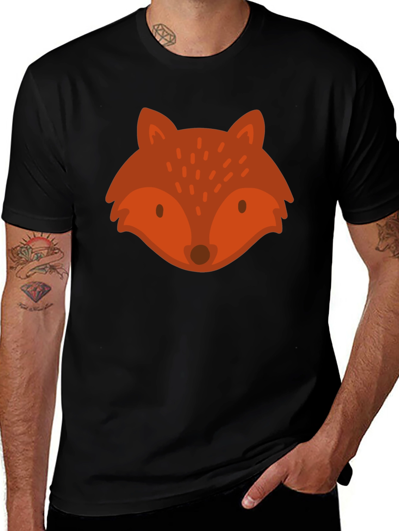 Fox Graphic Tee - Unisex Black Cotton T-Shirt