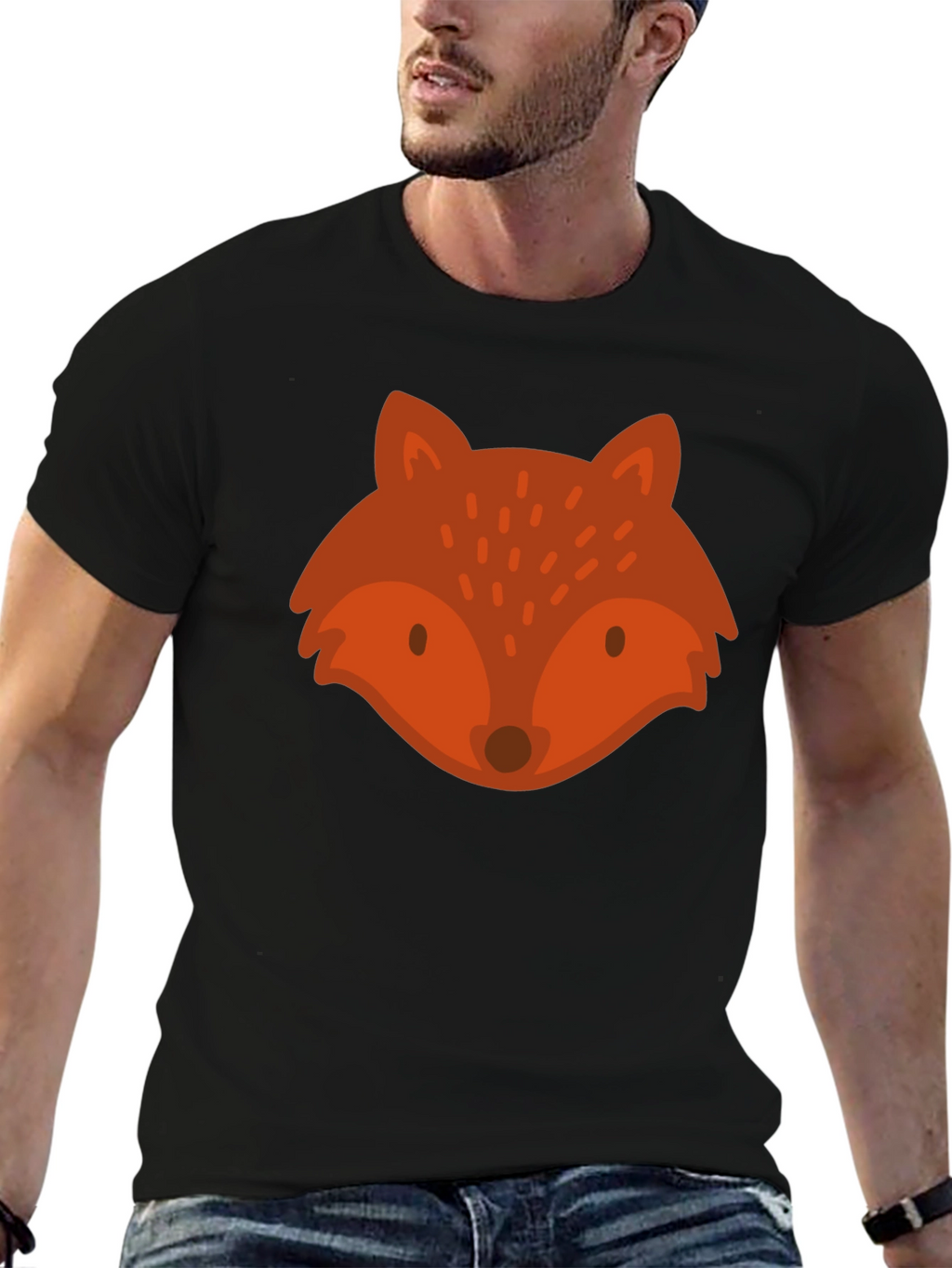 Fox Graphic Tee - Unisex Black Cotton T-Shirt