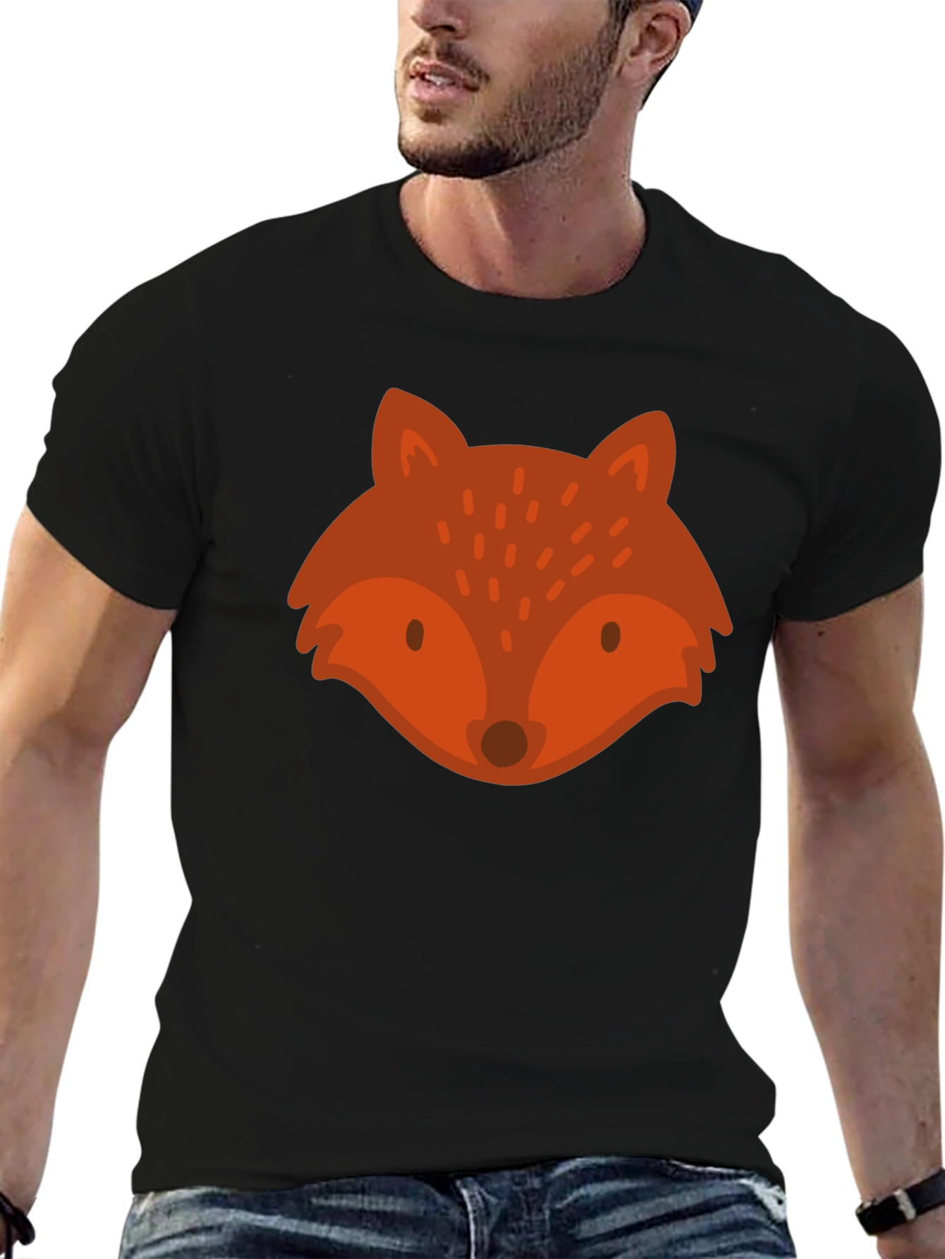 Fox Graphic Tee - Unisex Black Cotton T-Shirt
