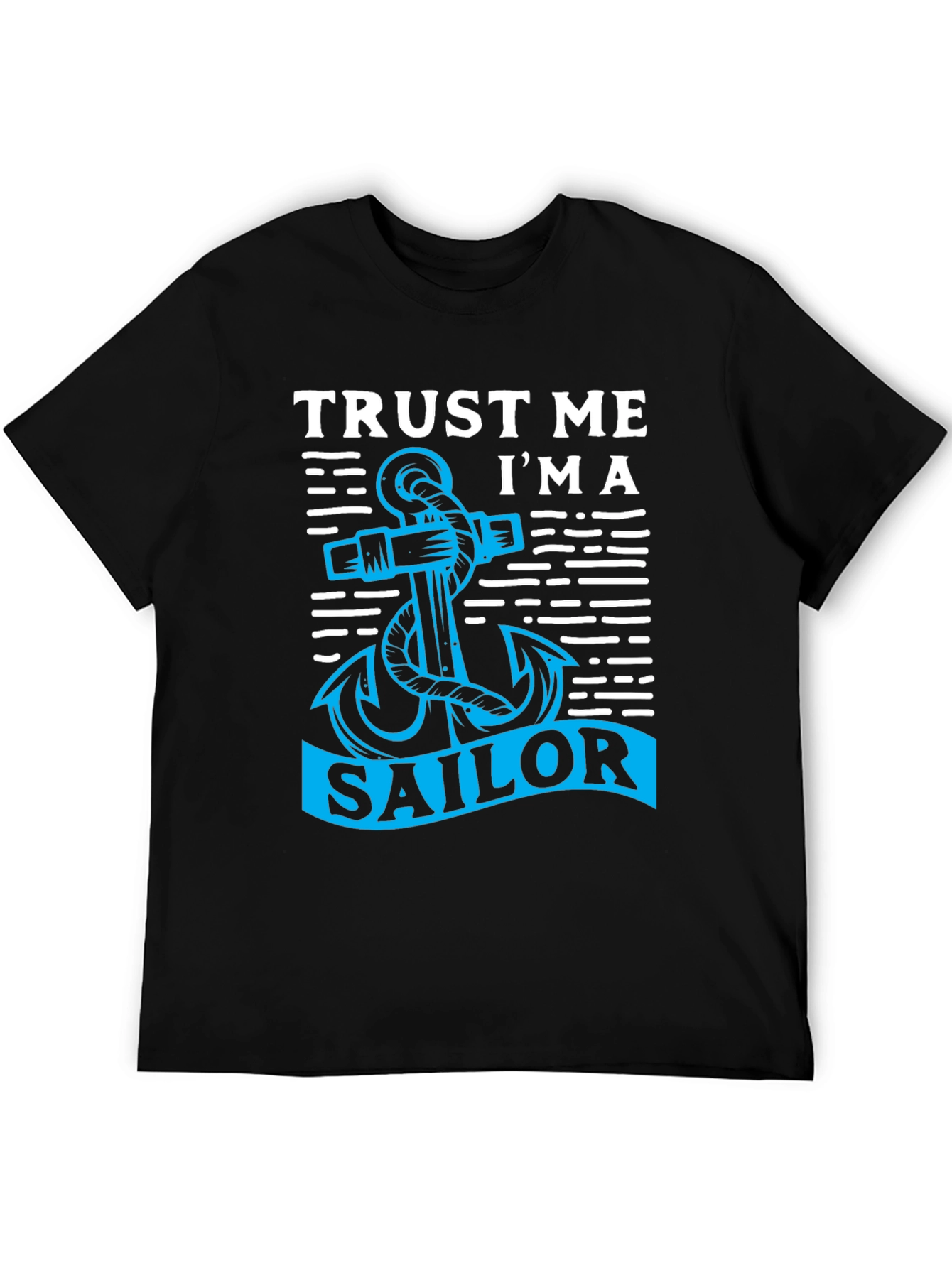 Trust Me Im a Sailor Black T-Shirt with Anchor Graphic