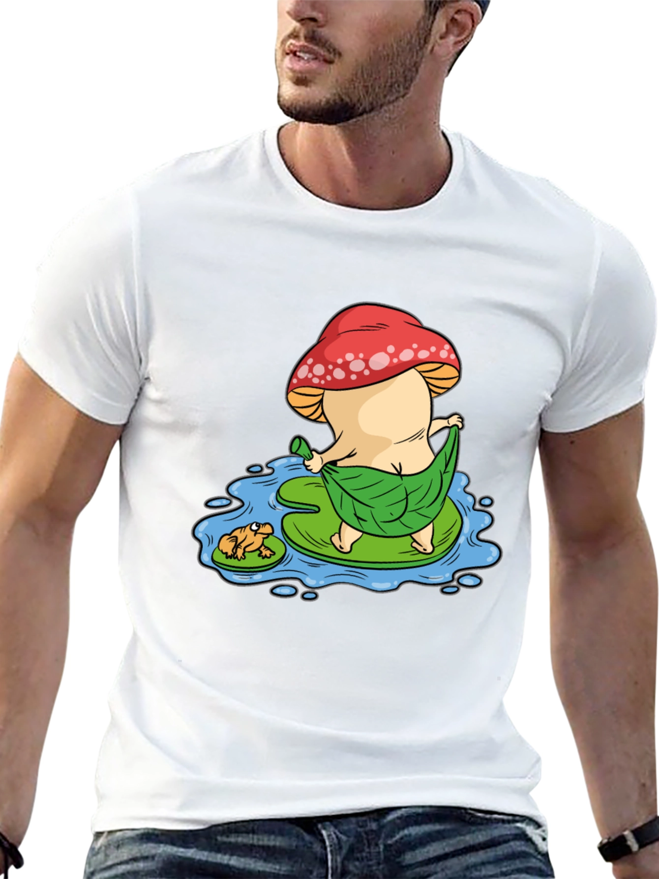 Funny Mushroom & Frog Graphic Tee - Unisex