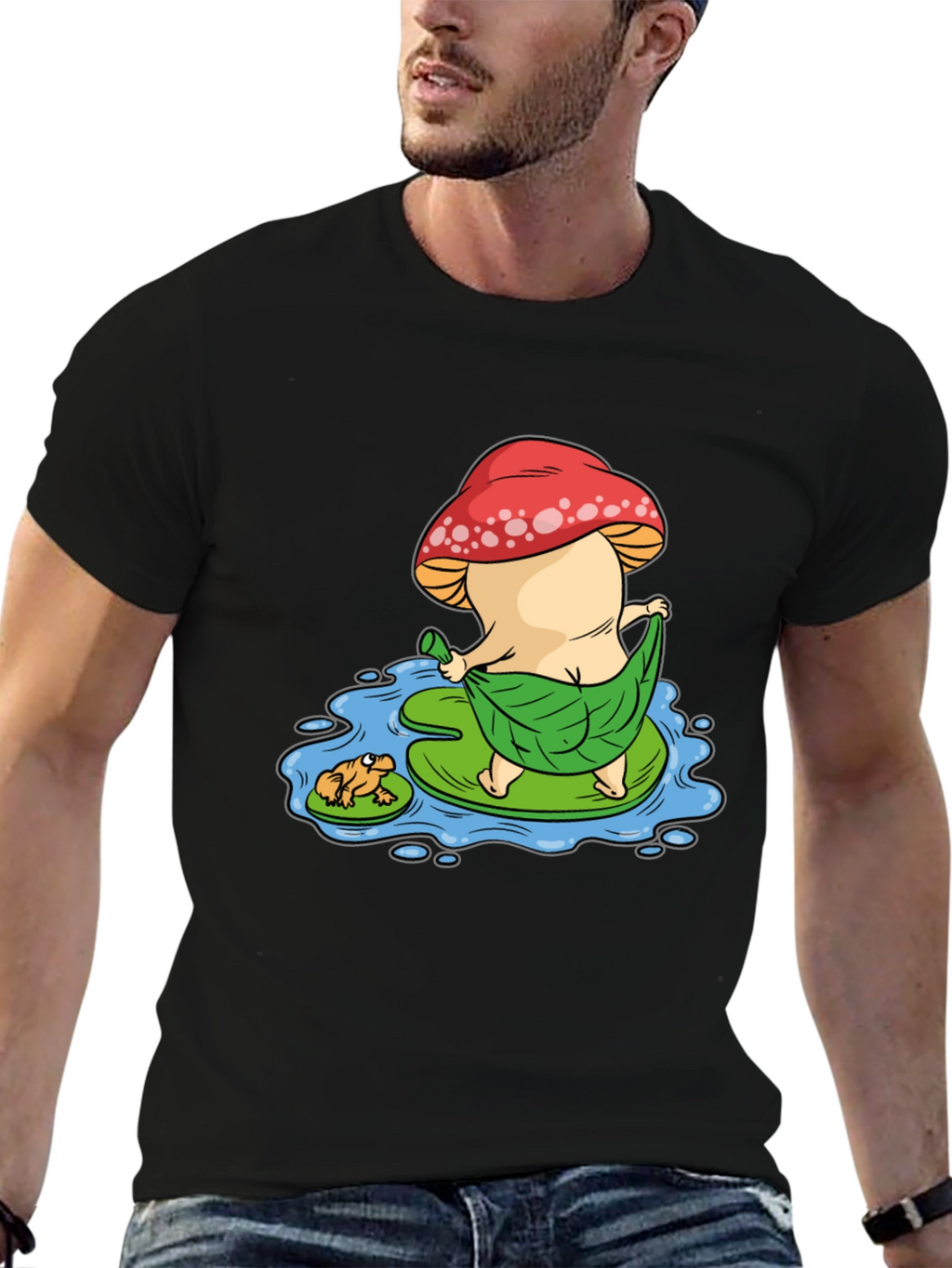 Funny Mushroom & Frog Graphic Tee - Unisex