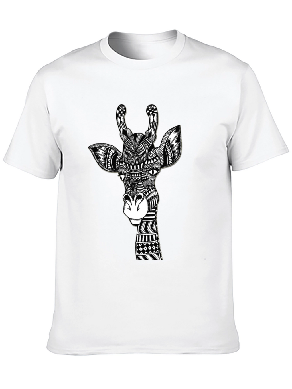 Giraffe Art Black T-Shirt Unique Design