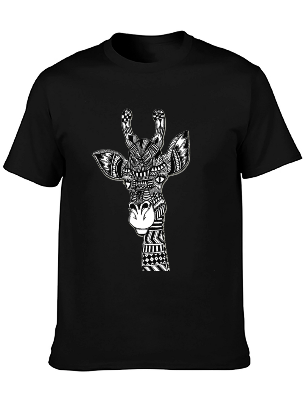 Giraffe Art Black T-Shirt Unique Design