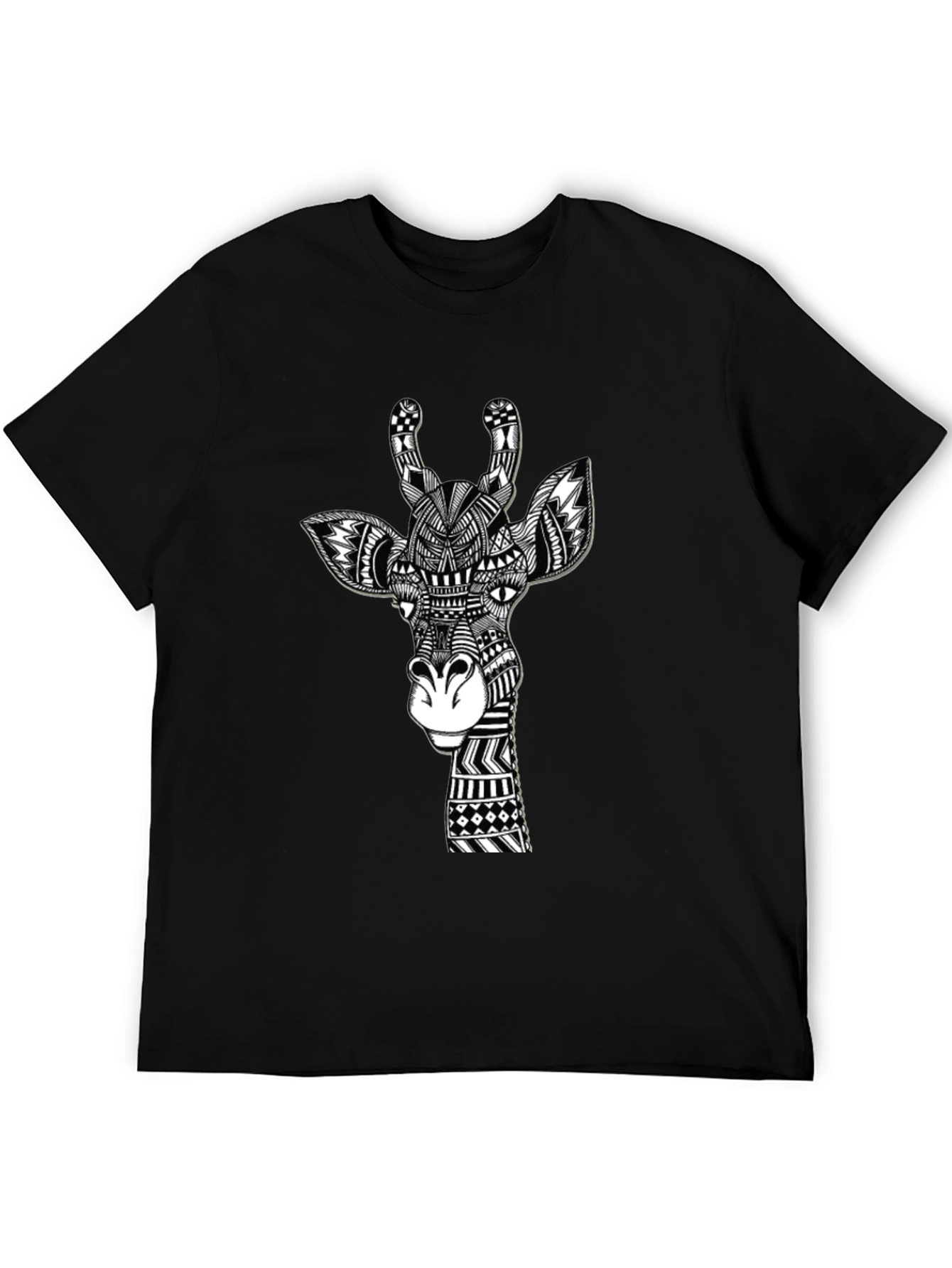 Giraffe Art Black T-Shirt Unique Design